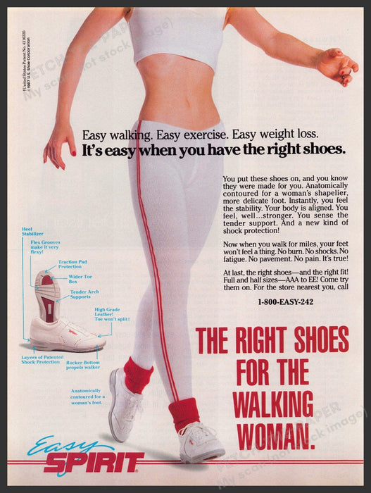 Easy Spirit 1980s Magazine Print Advertisement 1988 Walking Woman Legs Easy Spirit