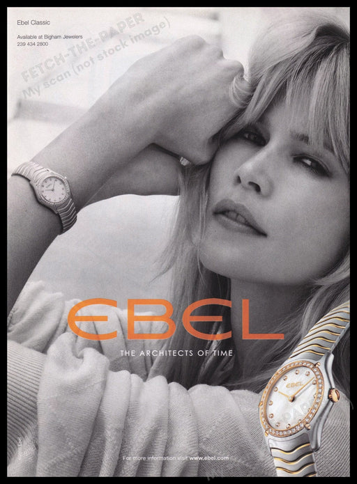Ebel Watch Claudia Schiffer 2000s Print Advertisement Ad 2005 Fetch the Paper!