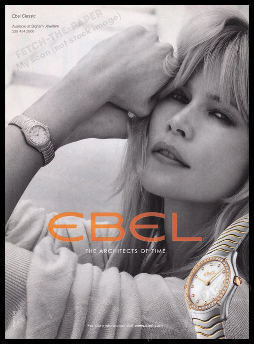 Ebel Watch Claudia Schiffer 2000s Print Advertisement Ad 2005 Fetch the Paper!