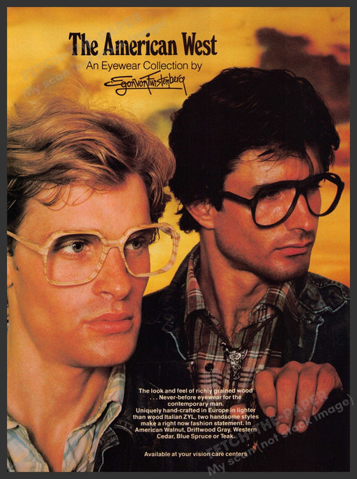 Egon Von Furstenberg Men's Eyewear 1970s Print Advertisement Ad 1979 Fetch-the-Paper