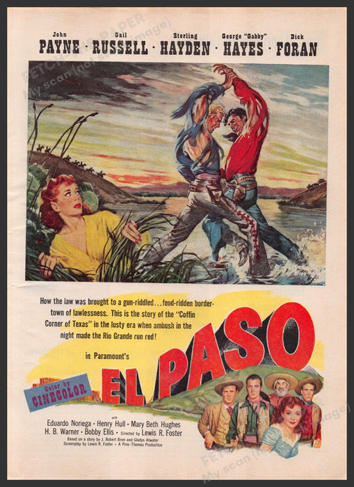 "El Paso" Movie Release in Color 1940s Print Advertisement Ad 1949 Fetch-the-Paper