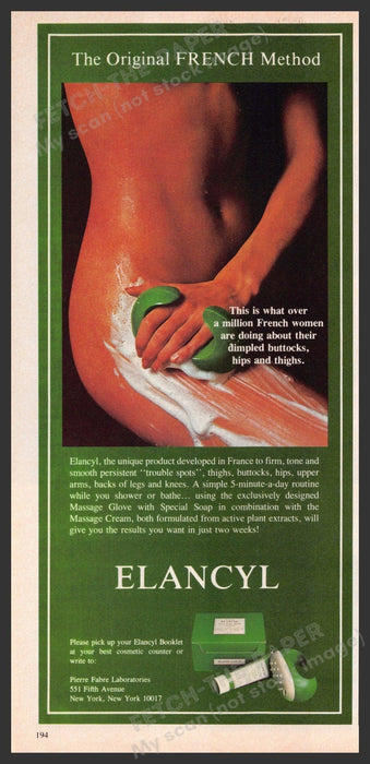Elancyl 1980s Magazine Print Advertisement 1984 French Bare Cellulite Hips Legs Fetch-the-Paper