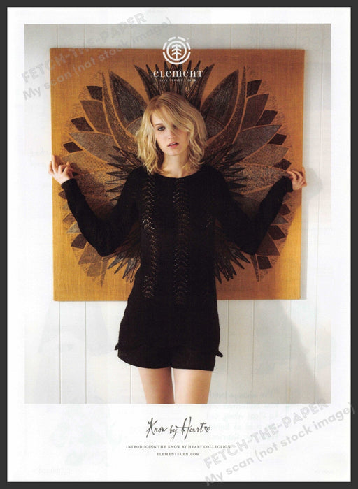 Element Know by Heart 2000s Print Advertisement 2009 Legs Angel Wings Wall Fetch-the-Paper