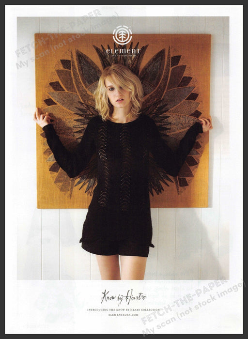 Element Know by Heart 2000s Print Advertisement 2009 Legs Angel Wings Wall Fetch-the-Paper