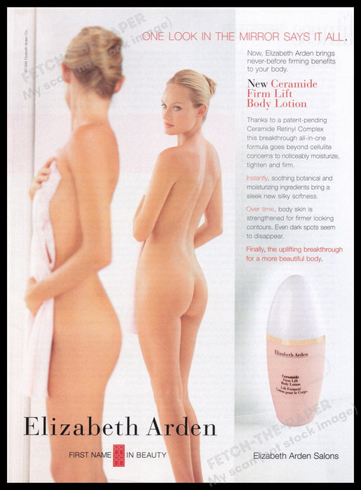 Elizabeth Arden Firm Lift 1990s Print Advertisement Ad 1998 Bare Backside Fetch the Paper!