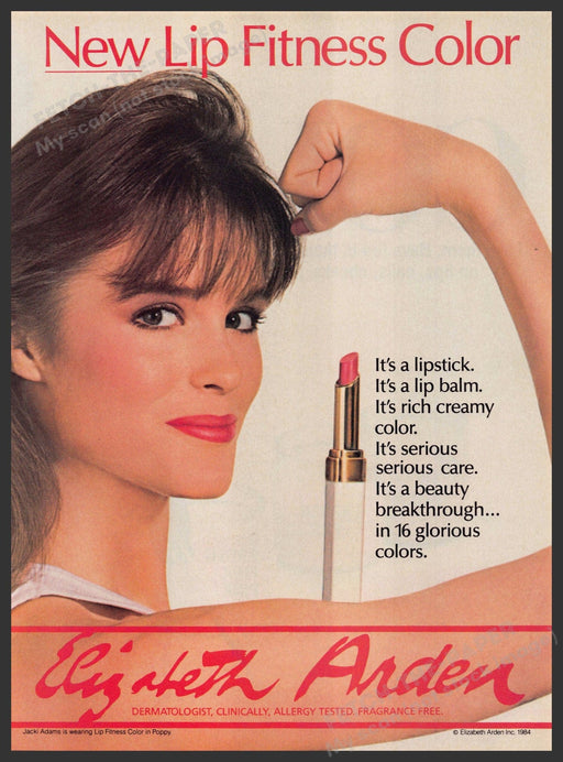 Elizabeth Arden Lip Fitness 1980s Print Advertisement 1984 Rich Creamy Lips Fetch-the-Paper