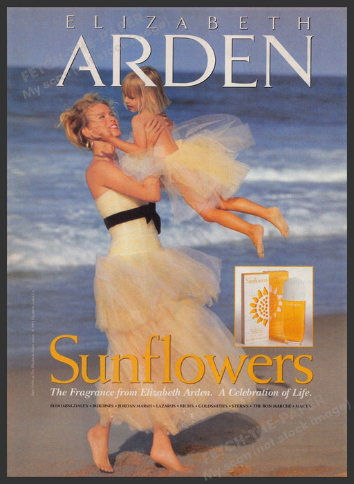 Elizabeth Arden Sunflowers Vendela Kirsebom 1990s Print Advertisement 1995 Fetch-the-Paper