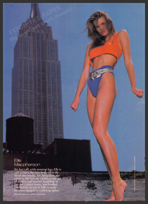 Elle Macpherson 'The Body' Empire State NYC Magazine Article Photo 1980s 1985 Fetch the Paper!