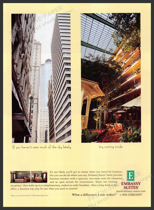 Embassy Suites 1990s Print Advertisement Ad 1998 Hotel Anaheim California Embassy Suites