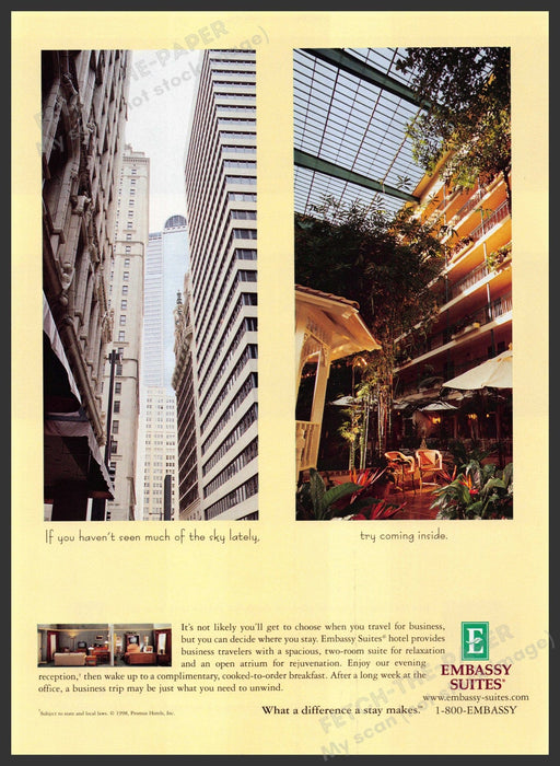 Embassy Suites 1990s Print Advertisement Ad 1998 Hotel Anaheim California Embassy Suites