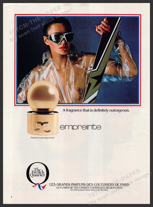 Empreinte Perfume 1980s Print Advertisement Ad 1980 "fragrance...outrageous!" Fetch-the-Paper
