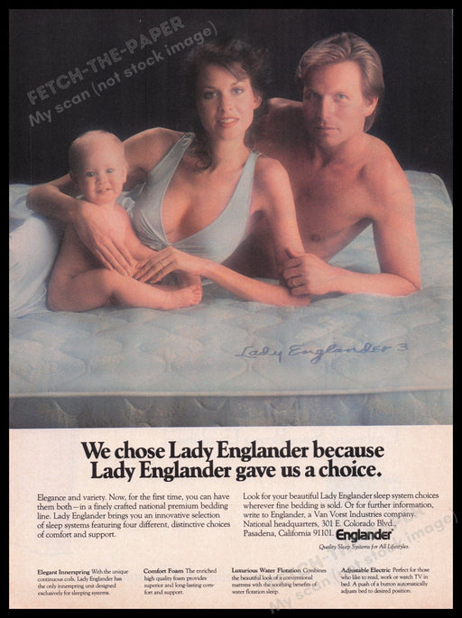 Englander Mattress 1980s Print Advertisement Ad 1980 Family Fetch the Paper!