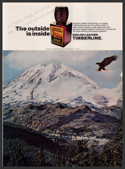 English Leather Timberline Cologne 1960s Print Advertisement Ad 1969 Promo Fetch the Paper!