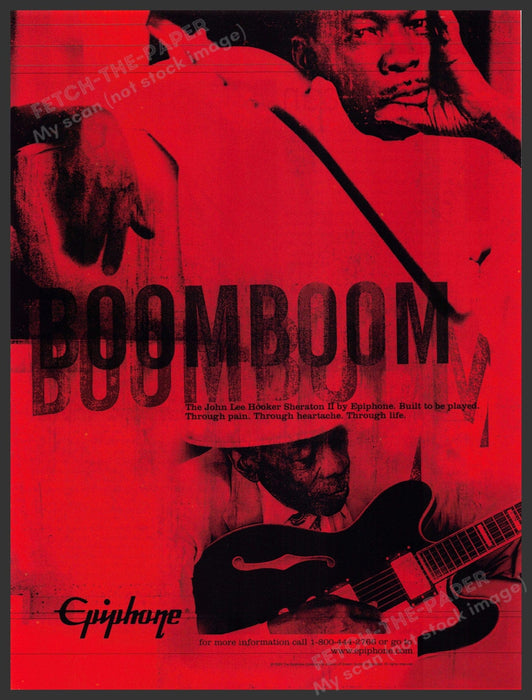 Epiphone The John Lee Hooker Sheraton II Guitar 2000s Print Advertisement 2004 Fetch-the-Paper