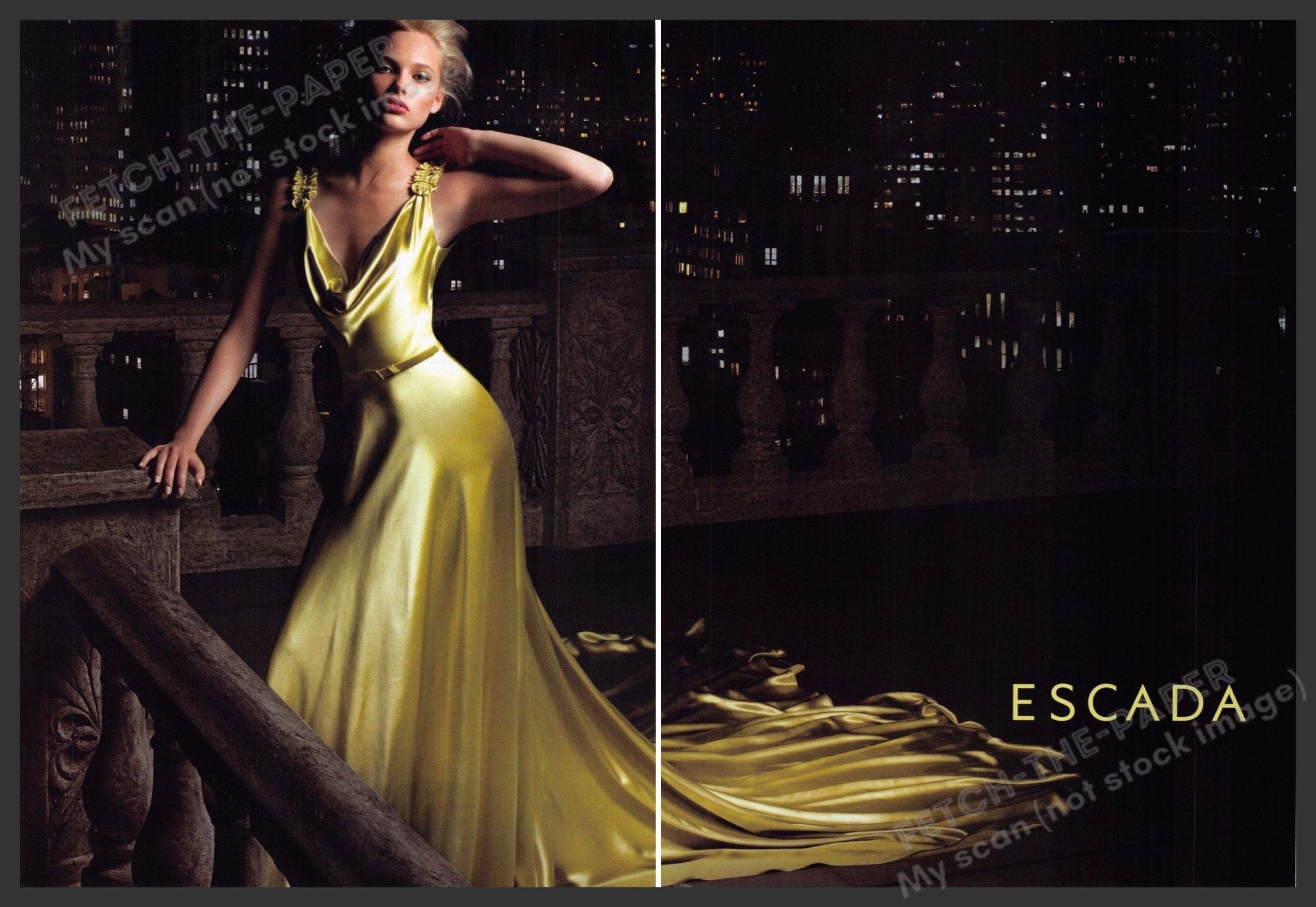 Escada 2007 Fashion Dress Night City Lights Print Ad — Fetch-the-Paper