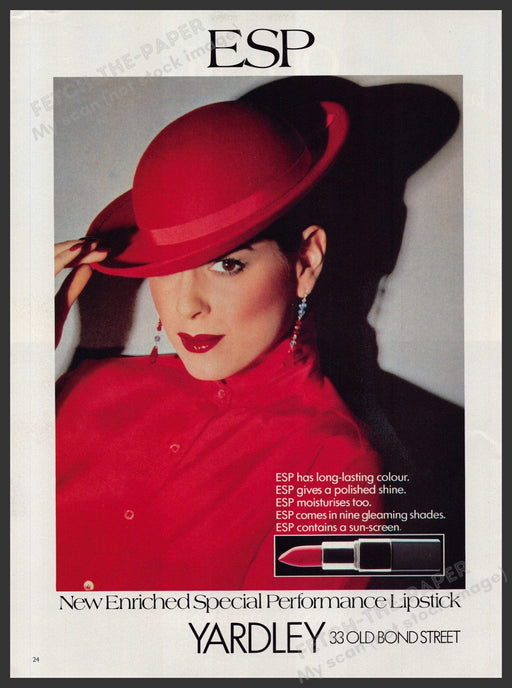 ESP Lipstick Red Lips Cosmetics 1980s Print Advertisement Ad 1980 Fetch-the-Paper