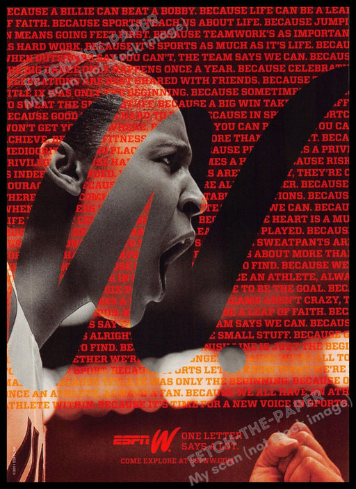 ESPN 2010s Magazine Print Ad 2011 Female Basketball Athlete "Because..." ESPN