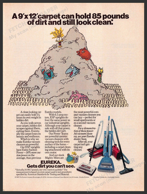 Eureka 1980s Magazine Print Advertisement 1983 Vacuum Dirt Eureka