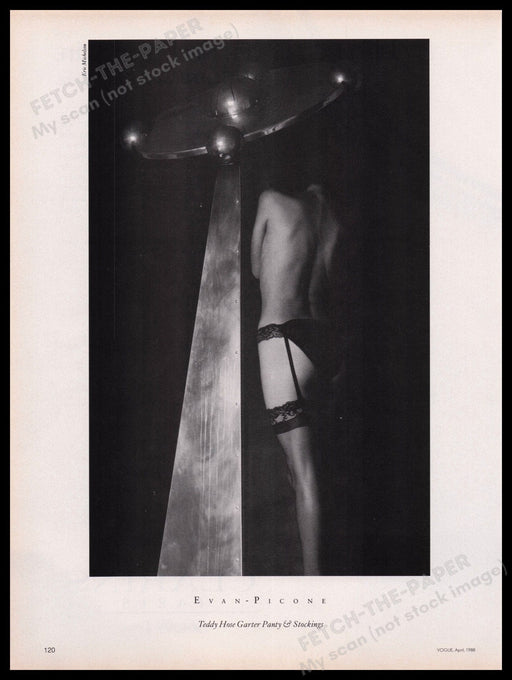Evan-Picone Teddy Hose Garter Panty Stockings 1980s Print Advertisement Ad 1988 Fetch the Paper!