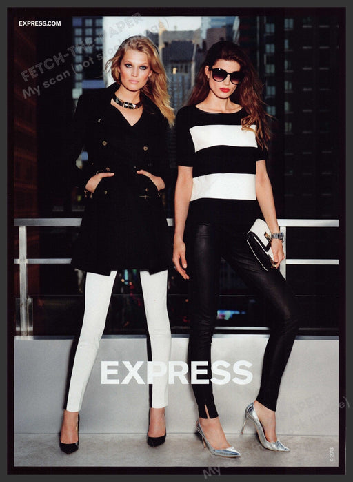 Express Clothing 2000s Print Advertisement Ad 2013 Black & White Legs Fetch the Paper!