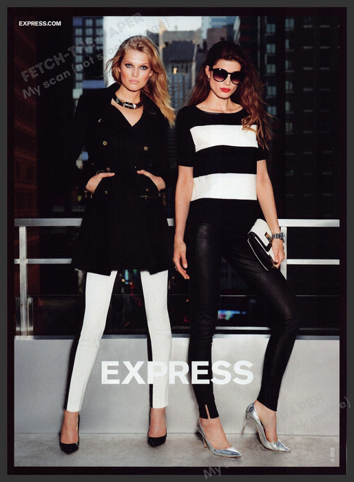 Express Clothing 2000s Print Advertisement Ad 2013 Black & White Legs Fetch the Paper!