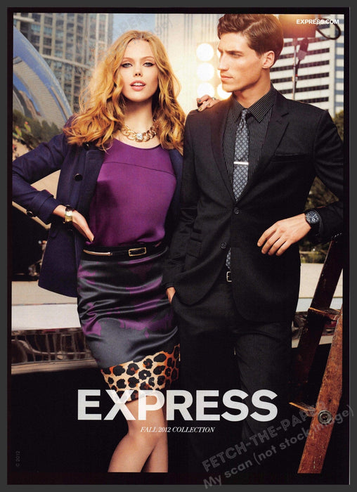 Express Frida Gustavsson Garrett Neff 2010s Print Advertisement 2012 Legs City Fetch-the-Paper