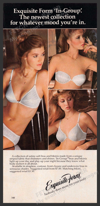 Exquisite Form "In-Group" Bras 1980s Print Advertisement Ad 1983 Fetch-the-Paper