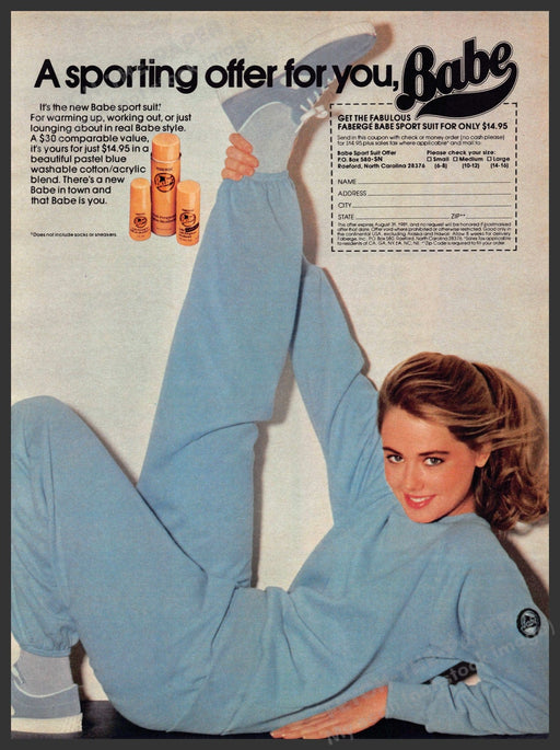 Faberge Babe Sport Suit 1980s Print Advertisement 1981 Faberge