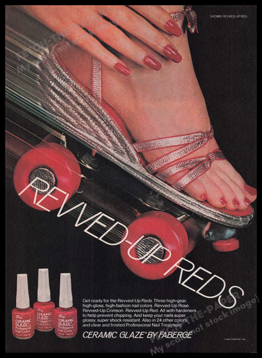 Faberge Nail Polish 1980s Print Advertisement Ad 1980 Roller Skating Feet Fetch the Paper!