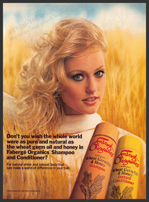 Faberge Organics 1980s Magazine Print Advertisement 1985 Hair Honey Wheat Blonde Faberge Organics