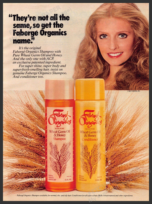Faberge Organics 1980s Print Advertisement 1981 Wheat Germ Oil & Honey Faberge Organics