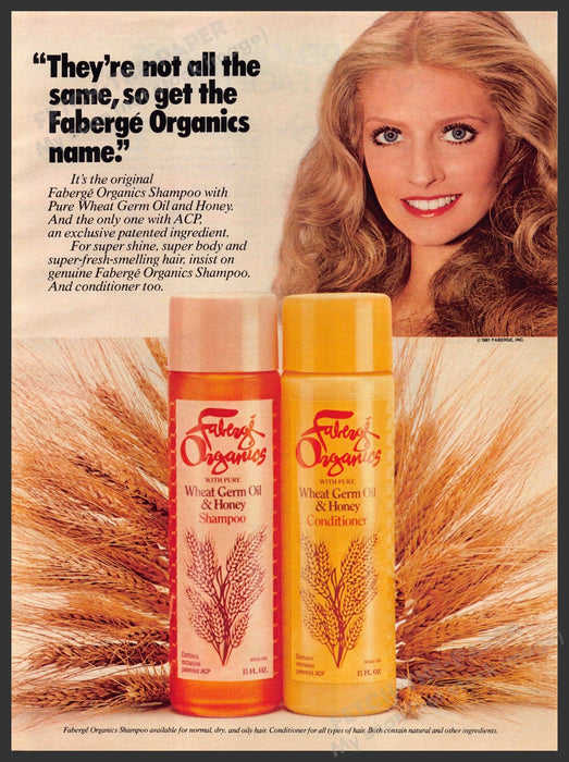 Faberge Organics 1980s Print Advertisement 1981 Wheat Germ Oil & Honey Faberge Organics