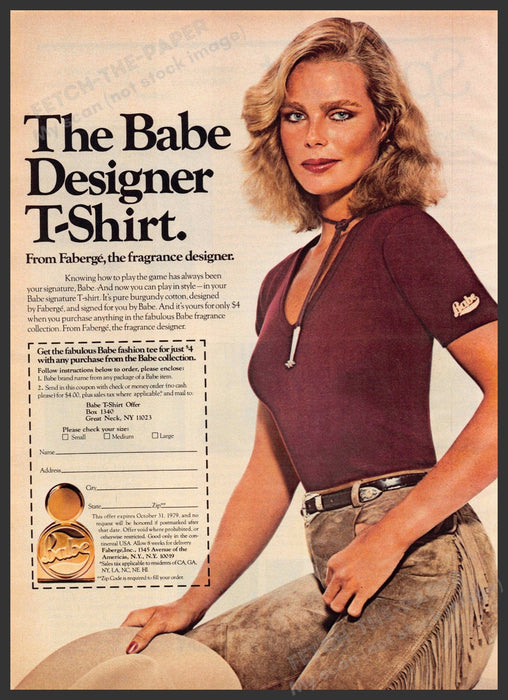 Faberge "The Babe" T-shirt 1970s Print Advertisement 1979 Faberge