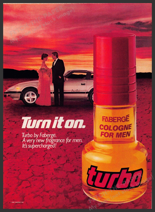 Faberge Turbo 1980s Print Advertisement 1982 Cologne for Men Fetch-the-Paper