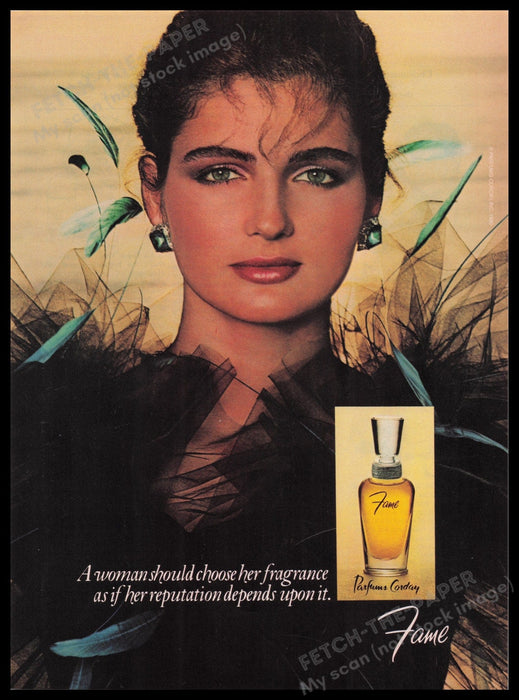 Fame Fragrance 1980s Print Advertisement Ad 1980 "Her reputation depends on it" Fetch the Paper!
