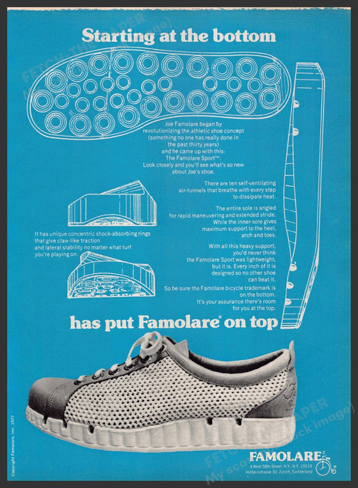 Famolare Shoes 1970s Print Advertisement 1977 Shoe Sole Famolare Shoes