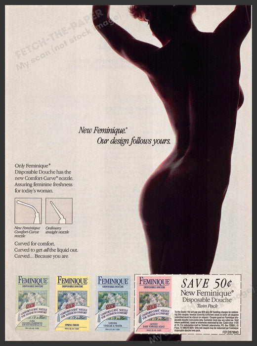 Feminique 1980s Print Advertisement Ad 1988 Bare Silhouette Feminique