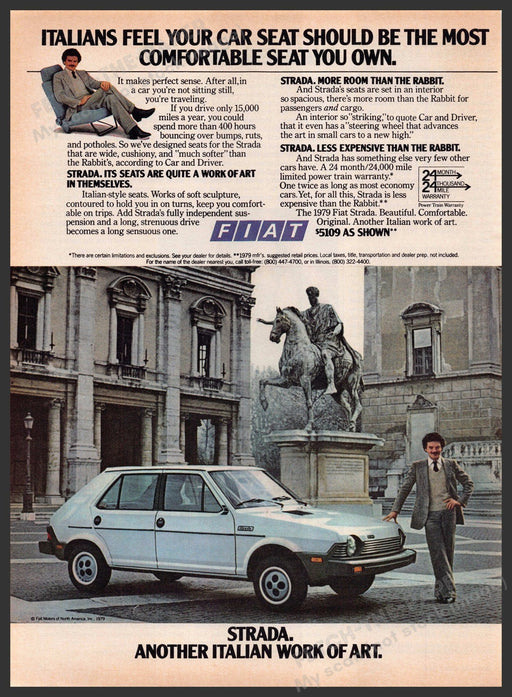 Fiat Strada 1970s Print Advertisement 1979 Italian Sculpture Fiat