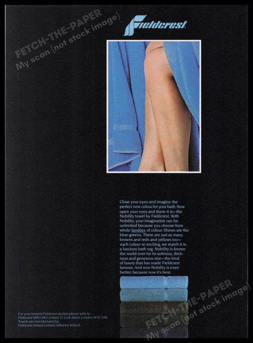 Fieldcrest Bath Towels 1980s Print Advertisement Ad 1982 Legs Fetch the Paper!