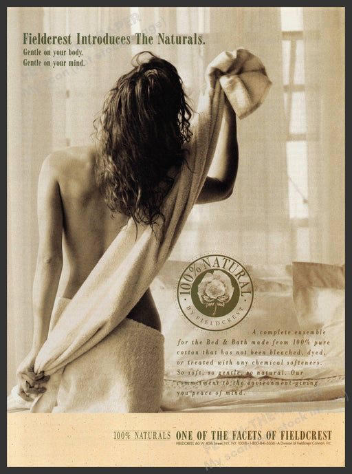 Fieldcrest Naturals Towels 1990s Print Advertisement Ad 1991 Bare Back Fetch-the-Paper