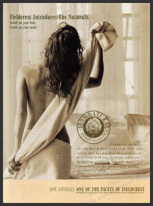 Fieldcrest Naturals Towels 1990s Print Advertisement Ad 1991 Bare Back Fetch-the-Paper