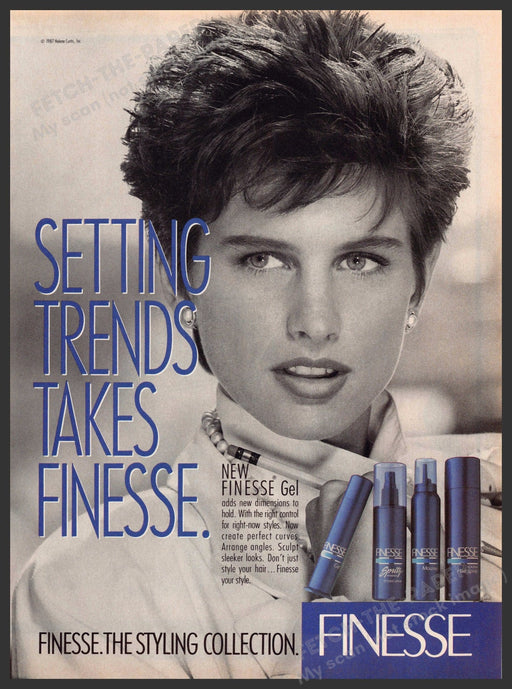 Finesse 1980s Magazine Print Advertisement 1988 "Setting trends takes finesse" Fetch-the-Paper