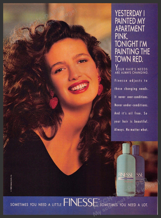 Finesse 1980s Print Advertisement 1989 Hair "Paint the town red" Finesse