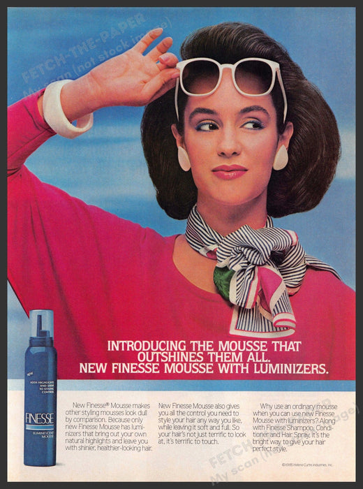 Finesse 1980s Print Advertisement Ad 1985 Model Sunglasses Luminizers Finesse