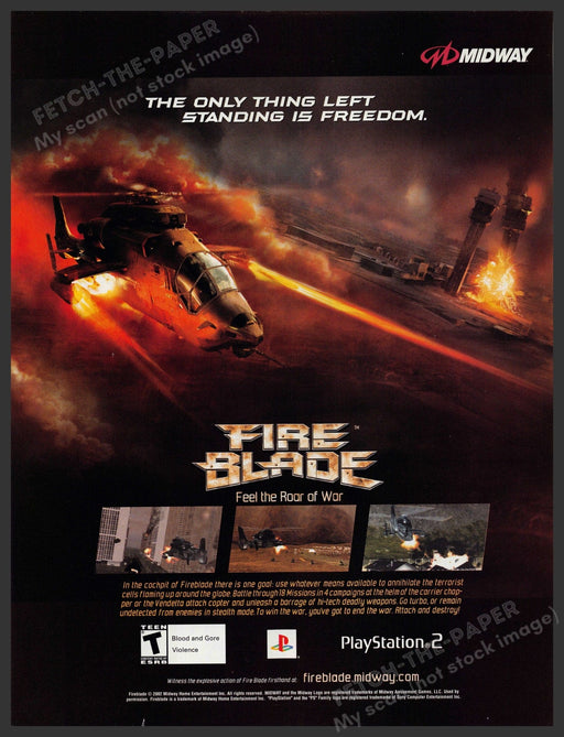 Fire Blade 2000s Video Game Print Advertisement 2002 "Feel the Roar of War" Fetch-the-Paper