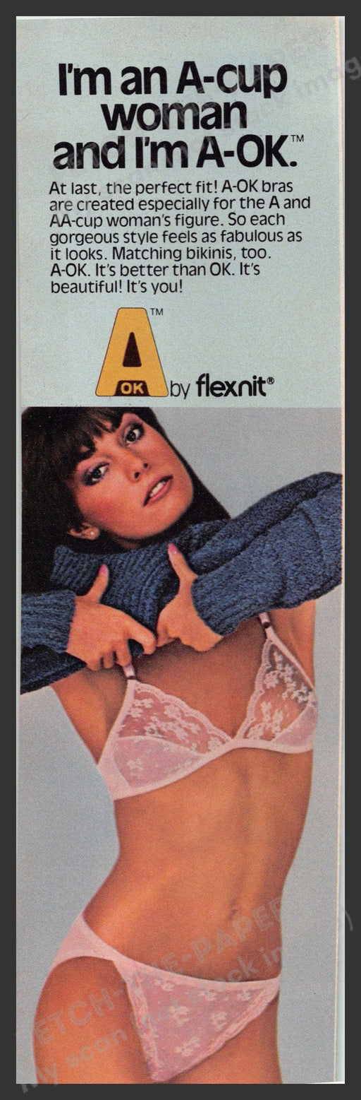 Flexnit A-Ok Bra Panties 1980s Print Advertisement 1981 Lingerie Fetch-the-Paper