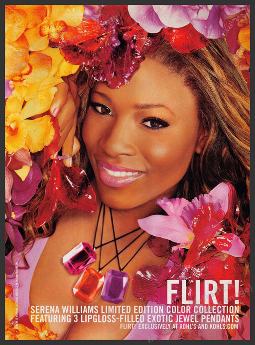 Flirt! Serena Williams Collection 2000s Print Advertisement Ad 2006 Cosmetics Fetch the Paper!