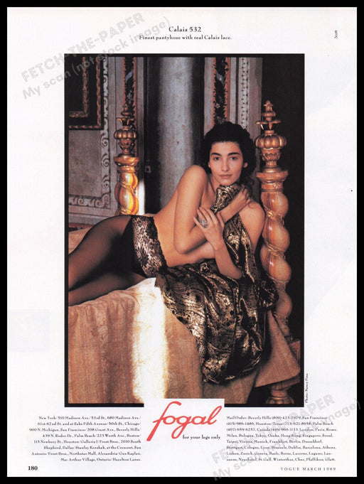 Fogal Hosiery 1980s Print Advertisement Ad 1989 Pantyhose Sexy Calais Fetch the Paper!