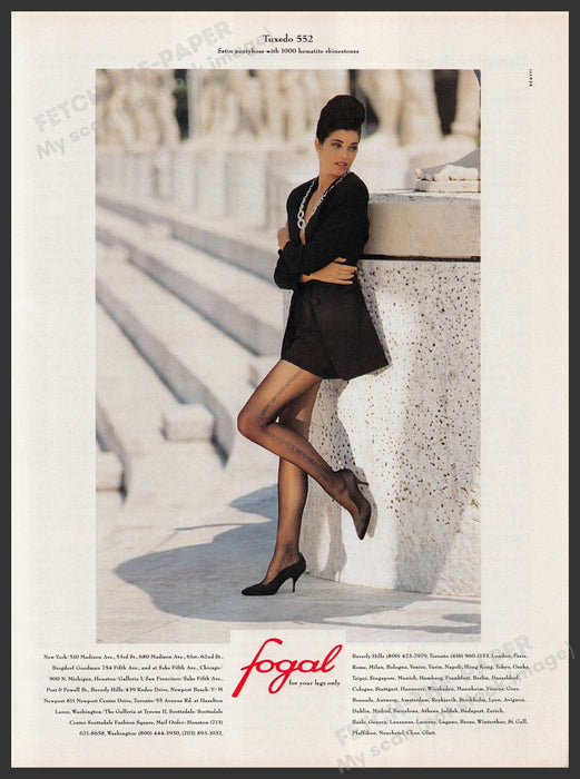 Fogal Pantyhose Hosiery 1990s Print Advertisement Ad 1991 Legs Fetch-the-Paper