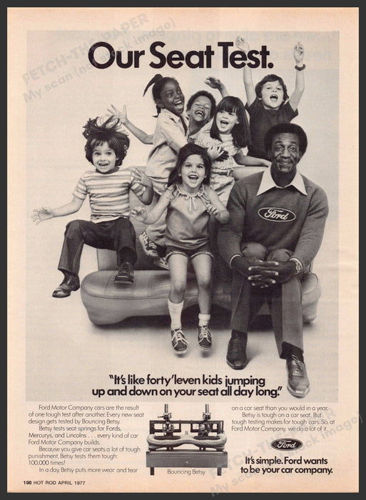 Ford 1970s Magazine Print Advertisement 1977 Cosby Bouncing Betsy Seats Ford